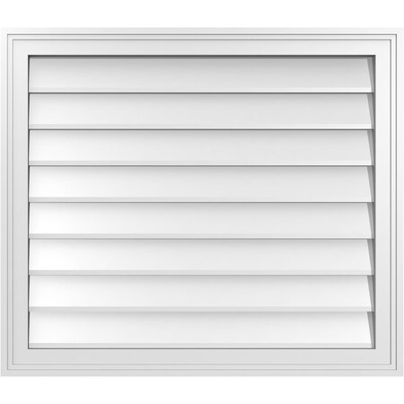 Ekena Millwork Vertical Surface Mount PVC Gable Vnt: Non-Functional, w/2"W x 1-1/2"H, Brickmould Frame, 30"W x 26"H GVPVE30X2602SN